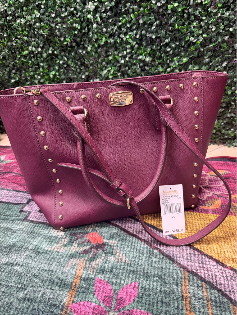 Michael Kors Plum Studded Tote Bag